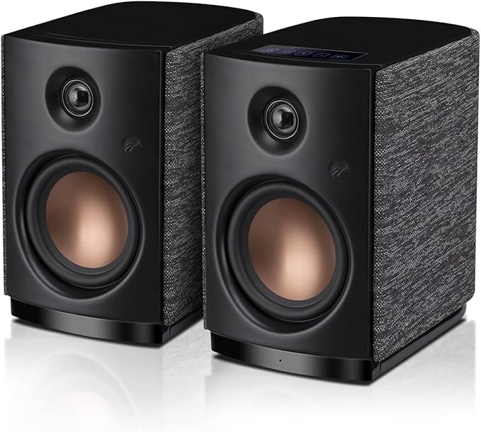 HiVi-Swans OS-10 HiFi Stereo Speakers Bluetooth 5.0 Active Computer Bookshelf Speakers - 4'' Dynamic Woofer Powered Desk Speakers 62w RMS with Touch Control for PC/Phone/TV - Black