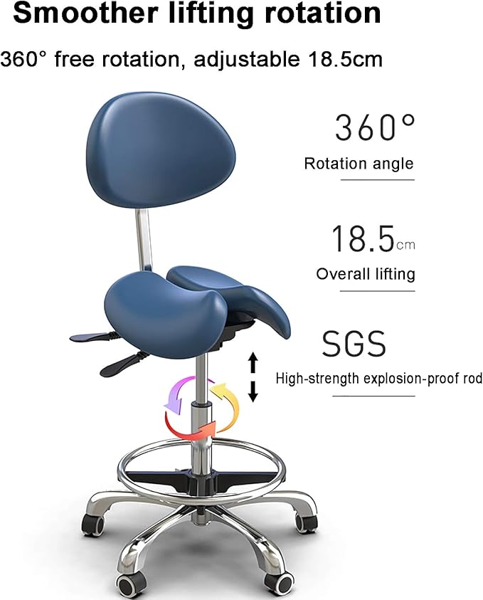 Gaming Chair Computer Chair Saddle Stool Chair with WheelsHeight Adjustable Saddle Seat Stool with BackrestPU Leather Computer ChairSplit Style Desk Ch