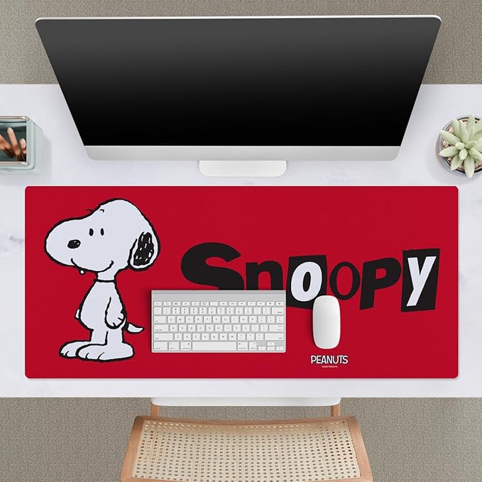 Head Case Designs Officially Licensed Peanuts Snoopy in Red Graphics 37.4 x 15.75 x 0.16 inches (900 x 400 mm) - XL Gaming Office Desk PC Keyboard Mouse Mat Pad