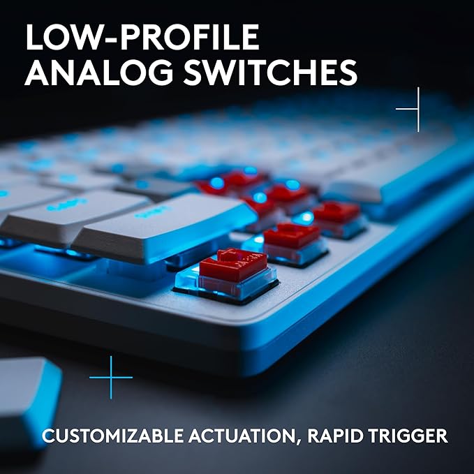 Logitech G515 Rapid TKL Low-Profile Wired Gaming Keyboard Fully Customizable PC Gaming Keyboard with Analog Low-Profile Switches Rapid Trigger Ultra-Slim for USB-A Port - White
