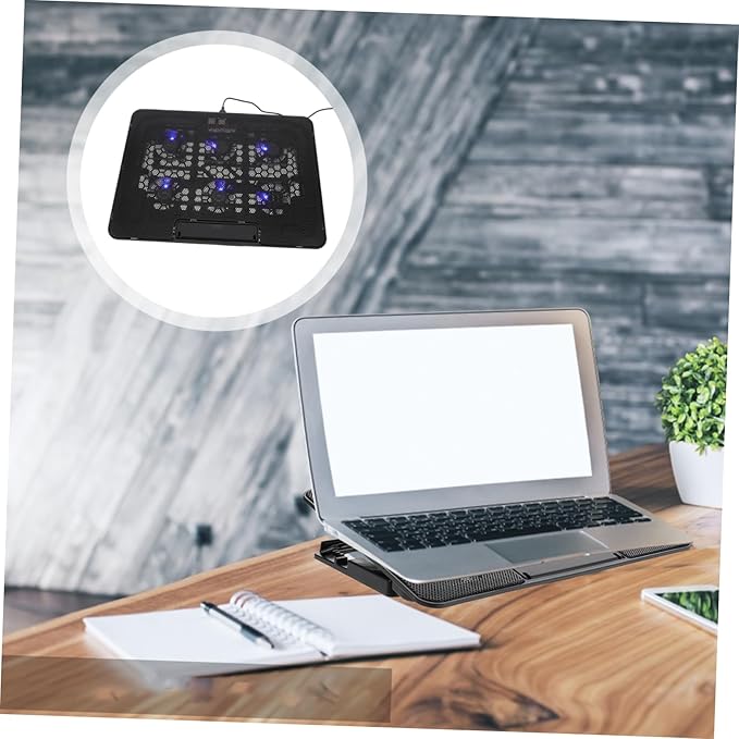 Uonlytech Laptop Cooling Stand Adjustable Height Quiet Fan and USB Port Portable Cooling Pad for Laptops for Travel and Business Use