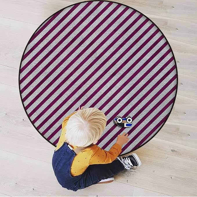 Harbour Stripe Area Rug Rug for Living Room Soft Durable Rugs Carpet for BedroomRound Rug Bicolor Stripes Medieval ContrastMulticolor Diameter 35.5 in