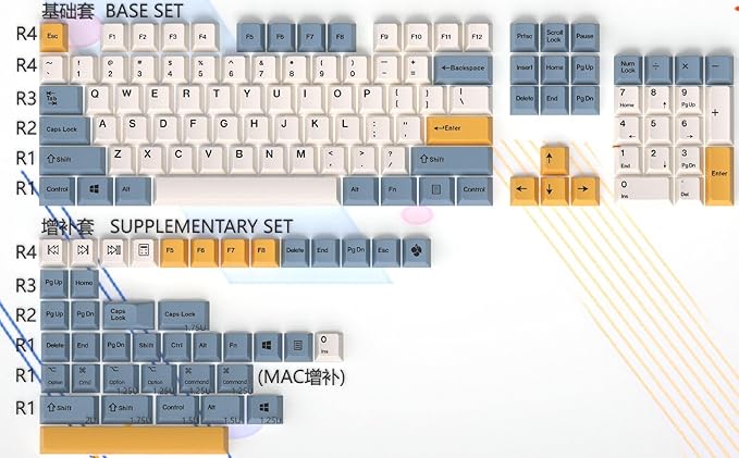 YMDK 145 Apricot Yellow Dye-Sub Mac Keycaps Thick PBT Cherry Profile Key caps for TKL 61 64 68 75 87 96 104 108 GMMK MX Mechanical Keyboard