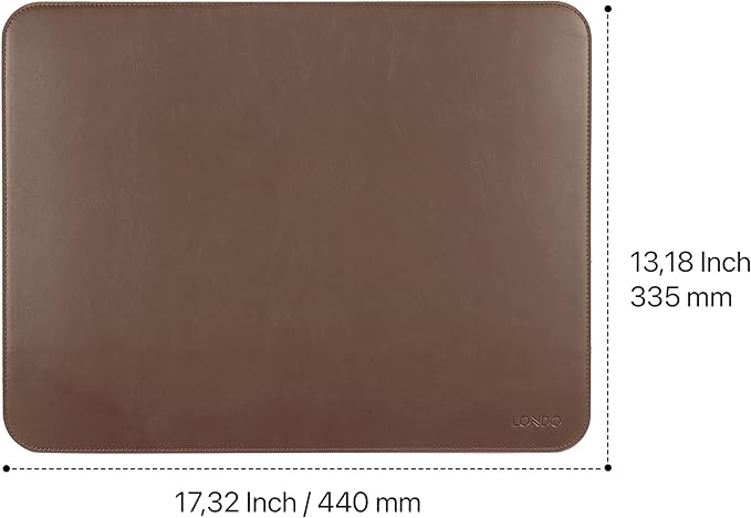 Londo PU Leather Mouse Pad – Desk Mat for Keyboard and Mouse Large Leather Office Desk Pad 13.18x17.32 (Brown)