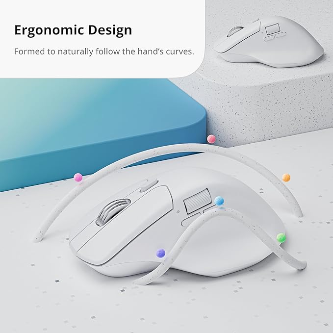 Keychron M6 8000 Hz Wireless Bluetooth 2.4 GHz/Wired Connection Mouse Lightweight Body Programmable PixArt 3950 Sensor for Windows Mac Linux - White