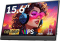 Portable Monitor for Laptop FHD 15.6 1080P Ultra-Slim USB-C&ampHDMI External Second Screen for Laptop Travel Monitor Dual Speaker-Screen Extender for PC/Mac/Phone/PS4/5/Xbox/Switch-VESA*2