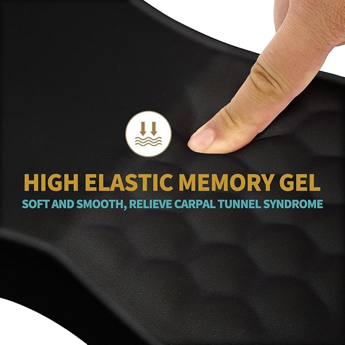 Hokafenle Ergonomic Mouse Pad Wrist Support with Massage Design Wrist Rest Pain Relief Mousepad with Memory Foam&ampNon-Slip PU Base Mouse Pads for Wireless Mouse &amp Desk (12x8 inchBlack)
