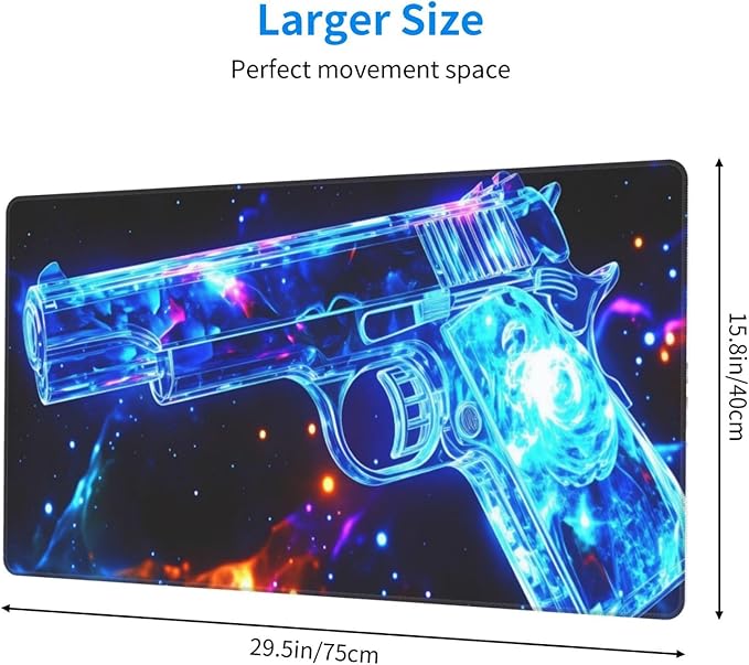 Handgun Desk Cover MatExtended Large Mouse PadComputer Laptop Mat Desk Decor for Office Game Home 30x16 Inch