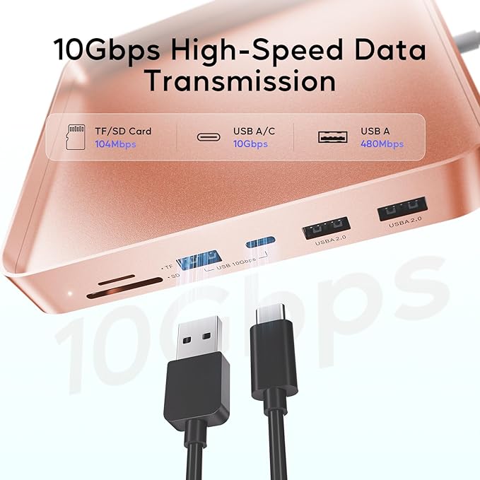 USB C HUB for iMac 24 inch 2021/2023/2024 USB Hub Adapter iMac Accessories for iMac M1/M3/M4 with USB C 10Gbps 3*USB A SD/TF Docking Station Support Expand M.2 SSD (Not Included) Orange