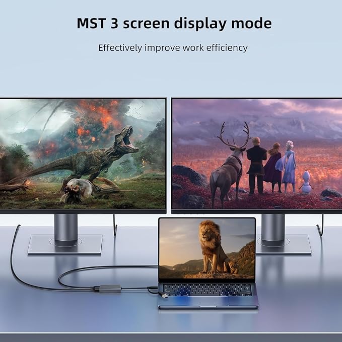 USB C/A 3.0 to Dual HDMI AdapterMST USB C/A 3.0 to 2X HDMI Monitor Converter HDM I Splitter for Dual Monitors Support 3 Different Screens (Extend &amp Mirror) for Windows &amp Mac-Grey