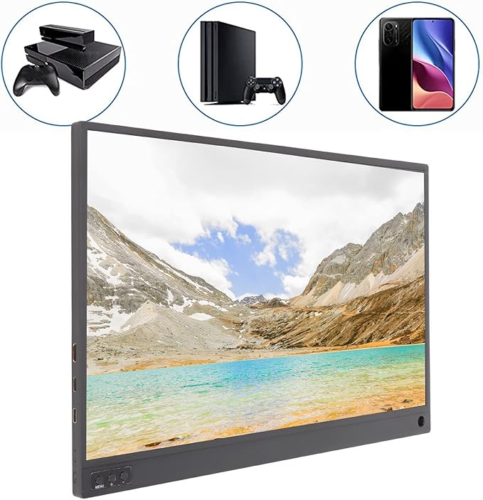 Portable Display 15.6 inch HD 1080P 3 in 1 Display with Built in Speakers USB C External Display Gaming and Video conferencing Compatible with MacBook iPad and Windows Devices.