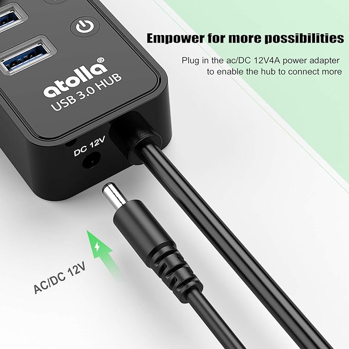 Powered USB 3.0 Hub USB 3.0 Data Hub 11 Ports - 7 USB 3.0 Data Ports + 4 Smart Charging Port with Individual On/Off Switches and 12V/4A Power Adapter USB Hub 3.0 Splitter