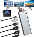 Surface Pro 11 Accessories Docking Station with Dual 4K@60Hz HDMI USB-C Thunerbolt 4 (Display+Data+100W Charging) 2 USB 3.0 SD/TF 3.5mm Mic USB C Hub Adapter for Surface Pro 11/10/9/X