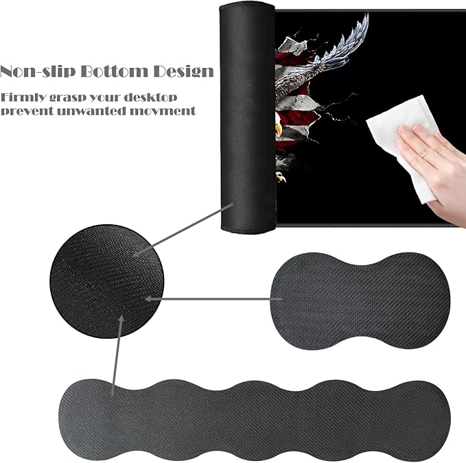 Ergonomic Keyboard Wrist Rest &amp Mouse Pad Wrist Rest SetXL Gaming Desk Mat 31.5x 11.8Non-Slip BaseMemory FoamEasy Typing Pain Relief for Office &amp HomeEagle Breaking American Flag