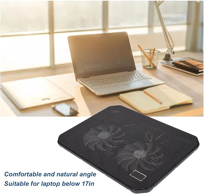 Dual Fans Laptop Cooling Pad Ergonomic Design Fast Heat Dissipation USB Port Silent Operation Excellent for Gaming Laptops Under 17in