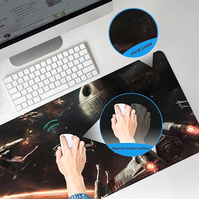 XXL Large Gaming Mouse PadMousepad with Stitched Edge Frame &amp Non-Skid Rubber BaseDesk Mat for WorkOffice Desk Pad for LaptopComputer Keyboard and Mice Combo Pads Mouse Mat 31.5X15.7 inches