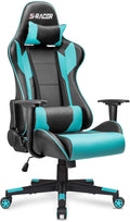 Homall Gaming Chair Office Chair High Back Computer Chair Leather Desk Chair Racing Executive Ergonomic Adjustable Swivel Task Chair with Headrest and Lumbar Support(Cyan)
