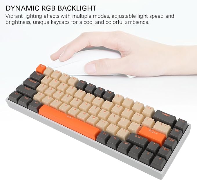 Zunate Wired 60% Mechanical Gaming Keyboard - 68 Key RGB Backlit Gaming Keyboard USB C Wired Ergonomic Keyboard Portable Gaming Keyboard for Wins