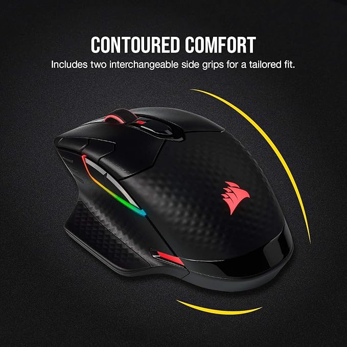 Corsair Dark CORE RGB PRO SE Wireless FPS/MOBA Gaming Mouse with Qi Charging – 18000 DPI – 8 Programmable Buttons – Sub-1ms Wireless – iCUE Compatible – PC Mac PS5 PS4 Xbox – Black