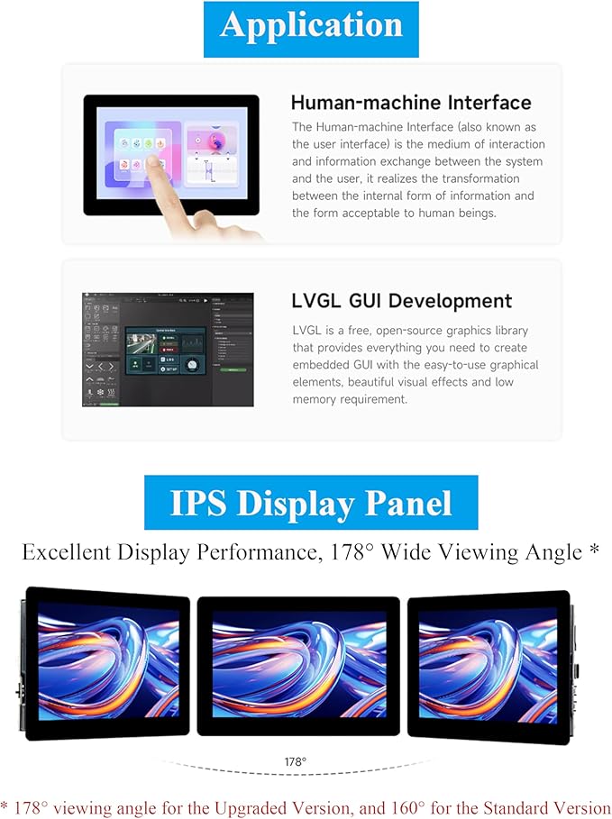 ESP32-S3 5inch Capacitive Touch Screen Development Board 5-Point Touch LCD Display 1024 x 600 Pixel 32-Bit LX7 Dual-Core Processor Support W-i-F-i&ampB L E with Onboard Antenna (Upgraded Ver )