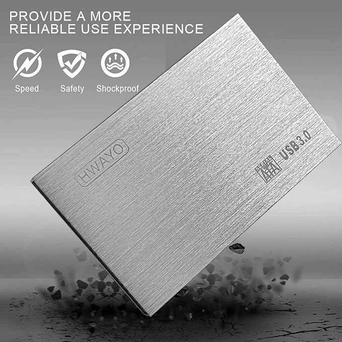 2.5'' HDD 750GB Ultra Slim Portable External Hard Drive USB3.0 Storage for Xbox One Console PC Laptop MacBook (Silver)