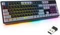 KLIM Chroma Wireless Keyboard – RGB Backlit Gaming Rechargeable Battery PC Keyboard Durable &amp Water-Resistant Compatible with PS4 PS5 &amp Mac - Black