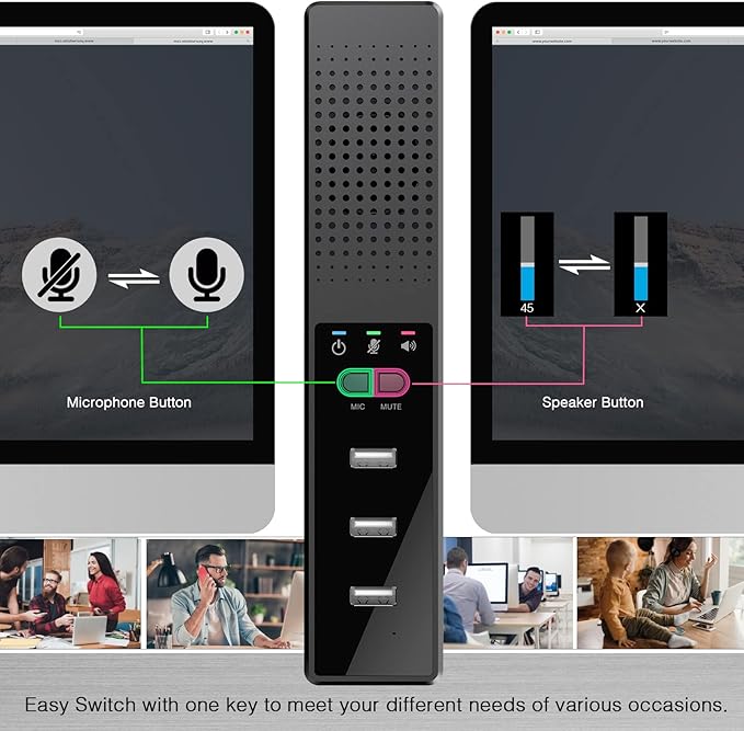 3 in 1 USB Computer Speaker with Microphone PC Laptop Desktop Conference Speaker with Mic for Smart Home Office and Online Study360 Degree Enhanced