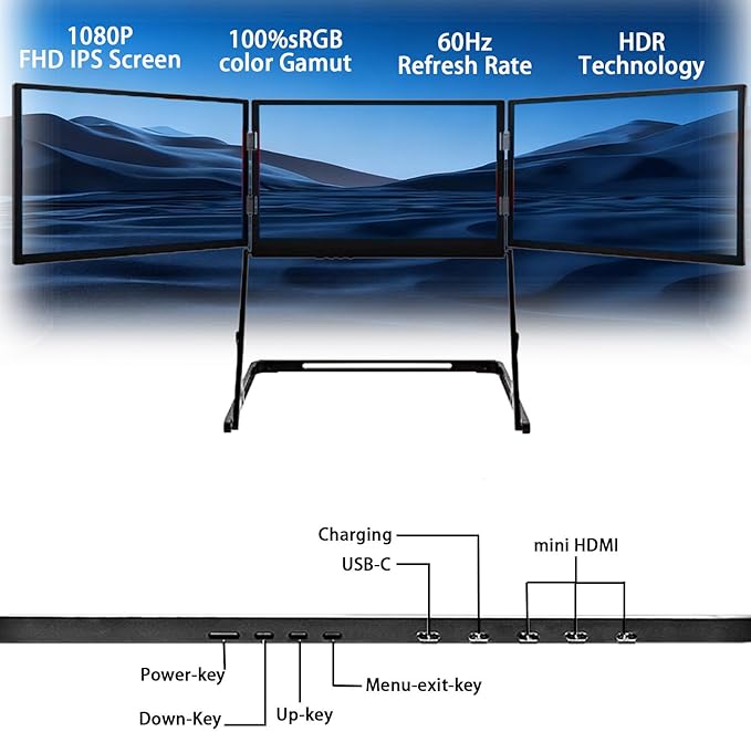 Laptop Dual Monitors Display Extender 15.6-inch Portable Laptop Screen Extender Thin and Light Foldable Design Creating a Mobile Multi-Screen System Perfect for Business Travel