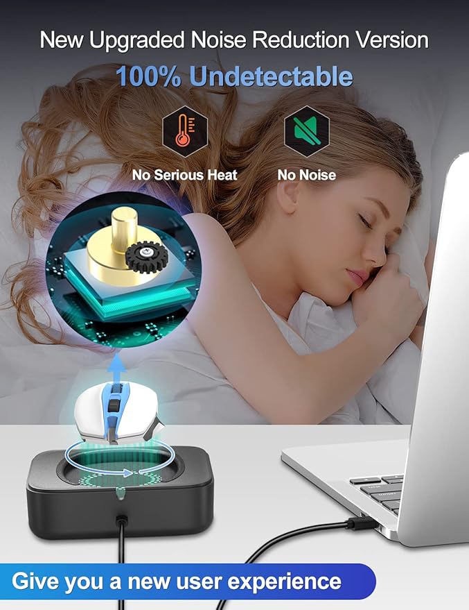 meatanty Mouse Jiggler with Adapter Silent Undetectable Mouse Mover Device Automatic Mechanical Wiggler Shaker Giggler Adjustable Interval Timer Keep Computer Laptop Active Office Work from Home