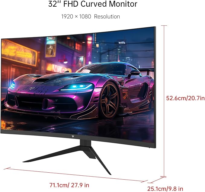KTC 32 Inch FHD 1080p Curved Gaming Monitor - VA 1500R Curved Monitor 165Hz 1ms MPRT FreeSync &amp G-Sync 122% sRGB DP/HDMI VESA HDR10 for Gaming Home Office Business PC Monitor