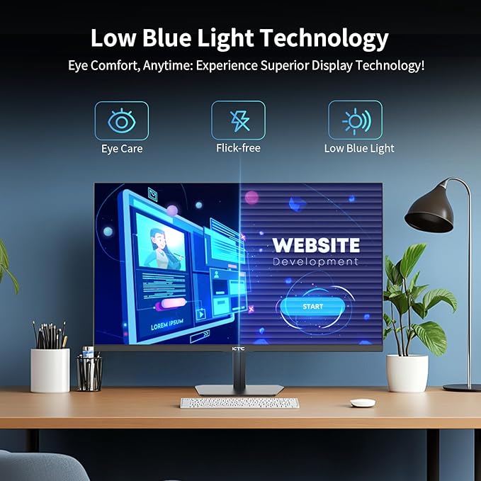 KTC 24.5 Inch 100Hz IPS Computer Monitor - FHD(1920 x 1080P) Anti-Blue Light Screen 126% sRGB 16.7M Support FreeSync and GSync PC Monitor for Casual Gaming and Working