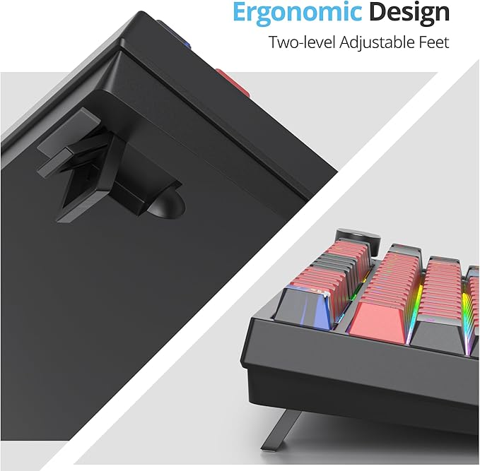 75 Percent Keyboard Gasket-Mounted with Sound Absorbing Pads 82-Key Compact Wired RGB Mechanical Gaming Keyboard Hot-Swap Socket for Win Milan