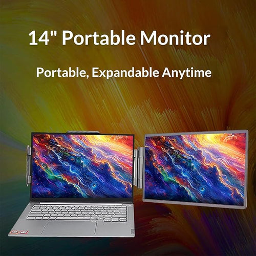 14inch Portable External Monitor 1920x1080 Resolution USB C HDTV Connectivities Adjustable Stand for Laptop Screen Exten