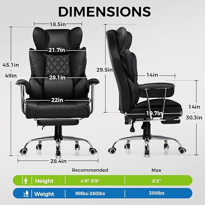 GTPLAYER Gaming Chair Computer Chair with Footrest and Lumbar Support Height Adjustable Game Chair with 360°-Swivel Seat and Headrest and for Office or Gaming (White)