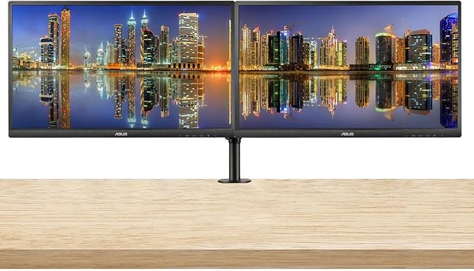 ASUS VA329HE 32-inch 1080P 75 Hz Full HD LED Backlit LCD Monitor 2-Pack Bundle with VGA HDMI Eye Care Ultra-Low Blue Light Desk Mount Dual Monitor Stand