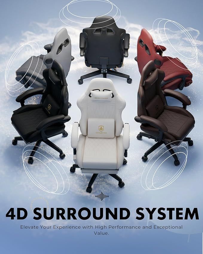 GTPLAYER Gaming Chair for Adults Ergonomic Video Game Chairs Footrest &amp Linkage Armrest Reclining High Back Silla Gamer with Speakers for Home Office Ace Pro Wine Red