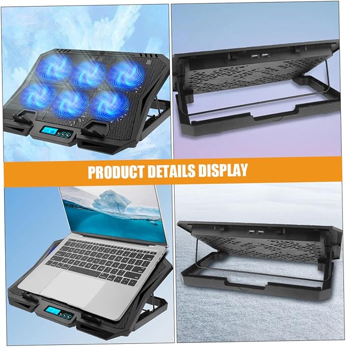 Laptop Cooling Stand 15.6 Inch Quiet Fan Cooler with Adjustable Speed and Blue LED for Laptops PC Cooling Pad Suitable for Home and Office Use