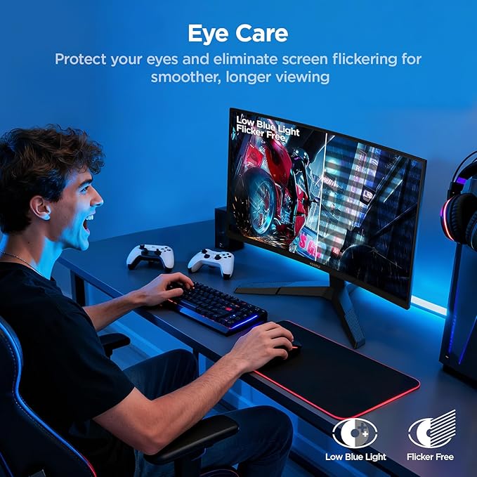 KOORUI 27 Inch Curved Gaming Monitor QHD (2560 x 1440) 180Hz 1ms 1500R Display Adaptive Sync 90% DCI-P3 HDMI 2.0 &amp DisplayPort 1.4 VESA Tilt Eye Care 27E6QCA