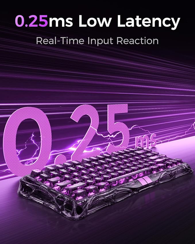 GravaStar Mercury V75 Lite Hall Effect Magnetic Gaming Keyboard – 8KHz Rapid Trigger Wired 75% Keyboard Adjustable Actuation Hot-Swappable Switches Transparent RGB for PC/Mac