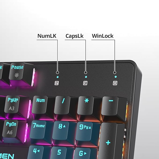 surmen Full Size Creamy Keyboard with Number Pad 104 Keys RGB Wired Mechanical Gaming Keyboard Backlit with PBT Keycaps Linear Red Switch for Laptop Desktop PC Gamers（104 Monster）