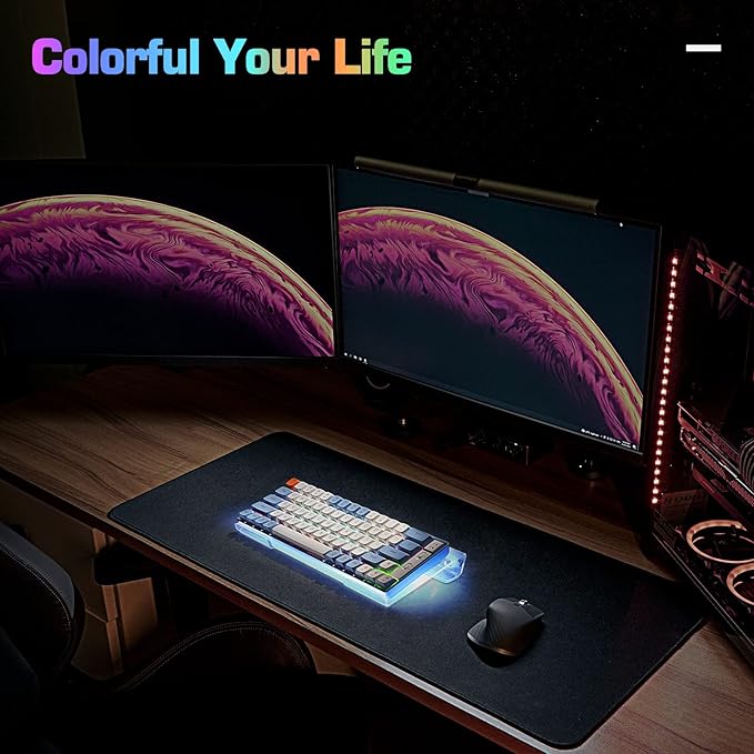 UCINNOVATE RGB Acrylic Computer Keyboard Stand Mini LED Backlit Tray 60% Gaming USB Interface Tilted for Easy Ergonomic Typing and Working Office Desk Home