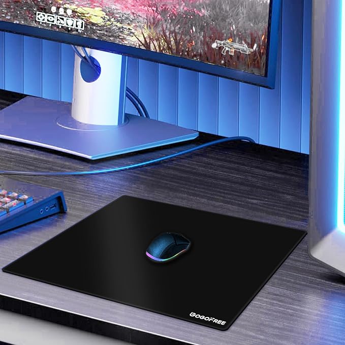 Glass Mousepad with Hard Surface for Gaming Ultra Smooth Mouse Mat Water-Resistant Large Mouse Pad Precision Speed Control for Esport Games/Office Black XL(15.7’’×19.6’’)