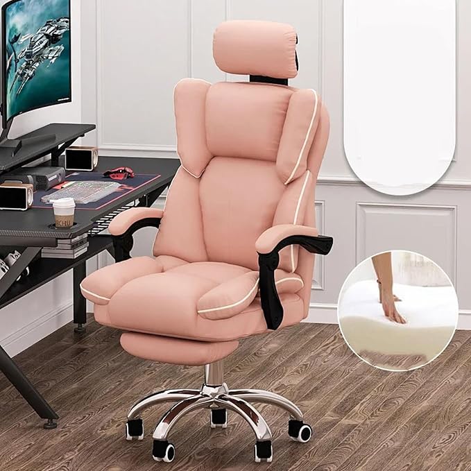 Gaming ChairErgonomic Office Computer Racing DeskHigh Back Gamer(PinkLarge)
