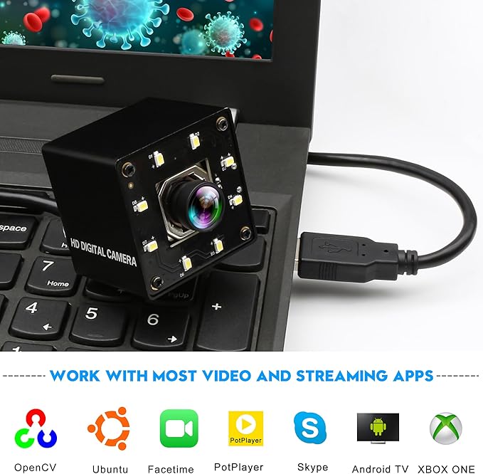 USB Camera 120fps 4K Autofocus IR Cam Day and Night 100 Degree No Distortion Lens Lightburn UVC Compatible Plug and Play for Windows Mac OS Jetson Nano