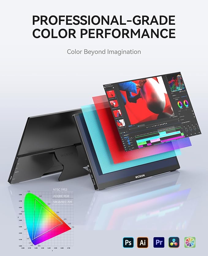 15.6 Inch Portable Monitor 4K UHD 3840x2160P/w SleeveMetal Shell &amp Kickstand &amp Dual SpeakerGaming MonitorTravel MonitorPlug&ampPlay for LaptopPCPhoneXboxPS4/5SwitchPi Black PMT-1