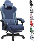 GTPLAYER Gaming Chair with Footrest Big and Tall Game Chair High Back Computer Office Chair with Lumbar Support for Adults Ergonomic Swivel Games Chair with Cushion Gaming Fabric Blue