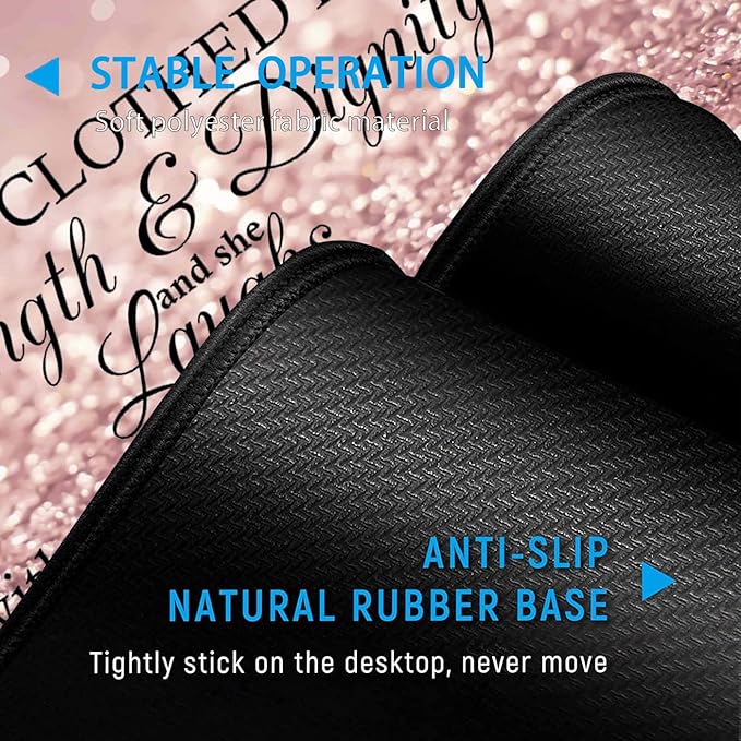 Large Gaming Mouse PadExtended Office Desk MatWaterproof Desk Writing Pad for Office/Home Ergonomic Mouse &ampKeyboard Wrist RestProverbs 31:25 Bible Verse Laptop Desk Pad Pink Mousepad Wrist Supp