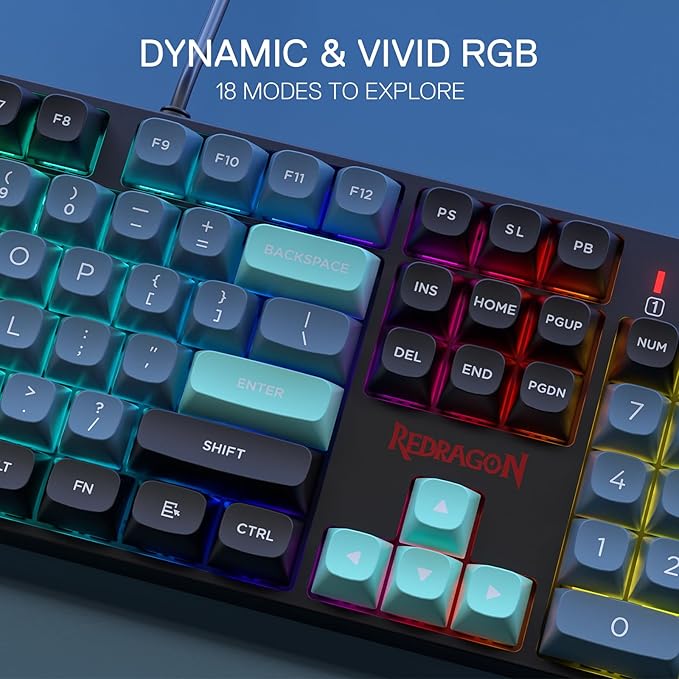 Redragon K582 SE Wired RGB Gaming Keyboard 104 Keys Mechanical Keyboard w/Mixed Color Round PBT Keycaps Dynamic 16.8M RGB Backlit &amp Linear Red Switch Redefine Software Supported