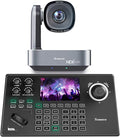 Tenveo 4K PTZ Camera and Controller Bundle/Kits - 20X AI Tracking HDMI/USB/LAN(PoE) 4K NDI PTZ Camera with NDI PTZ Controller 5-Inch LCD 4D Joystick for Church Live Streaming Conference
