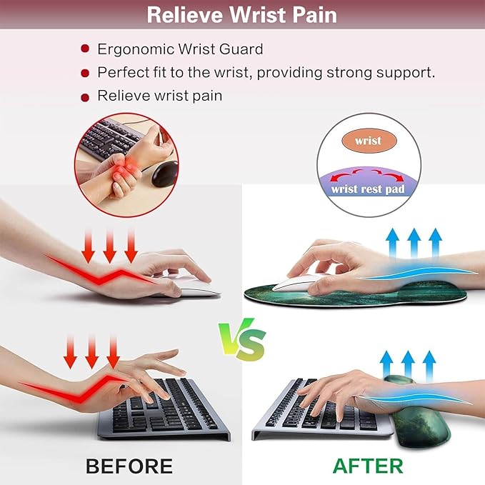 AQQA Desk Pad and Keyboard Wrist RestLarge Mouse Pad + Keyboard Pad+Mouse Wrist Support+Coaster +Mobile Phone Holder Non-Slip Desk Mat Protector for Office Home(31.5×15.7 InchesForest Tree)